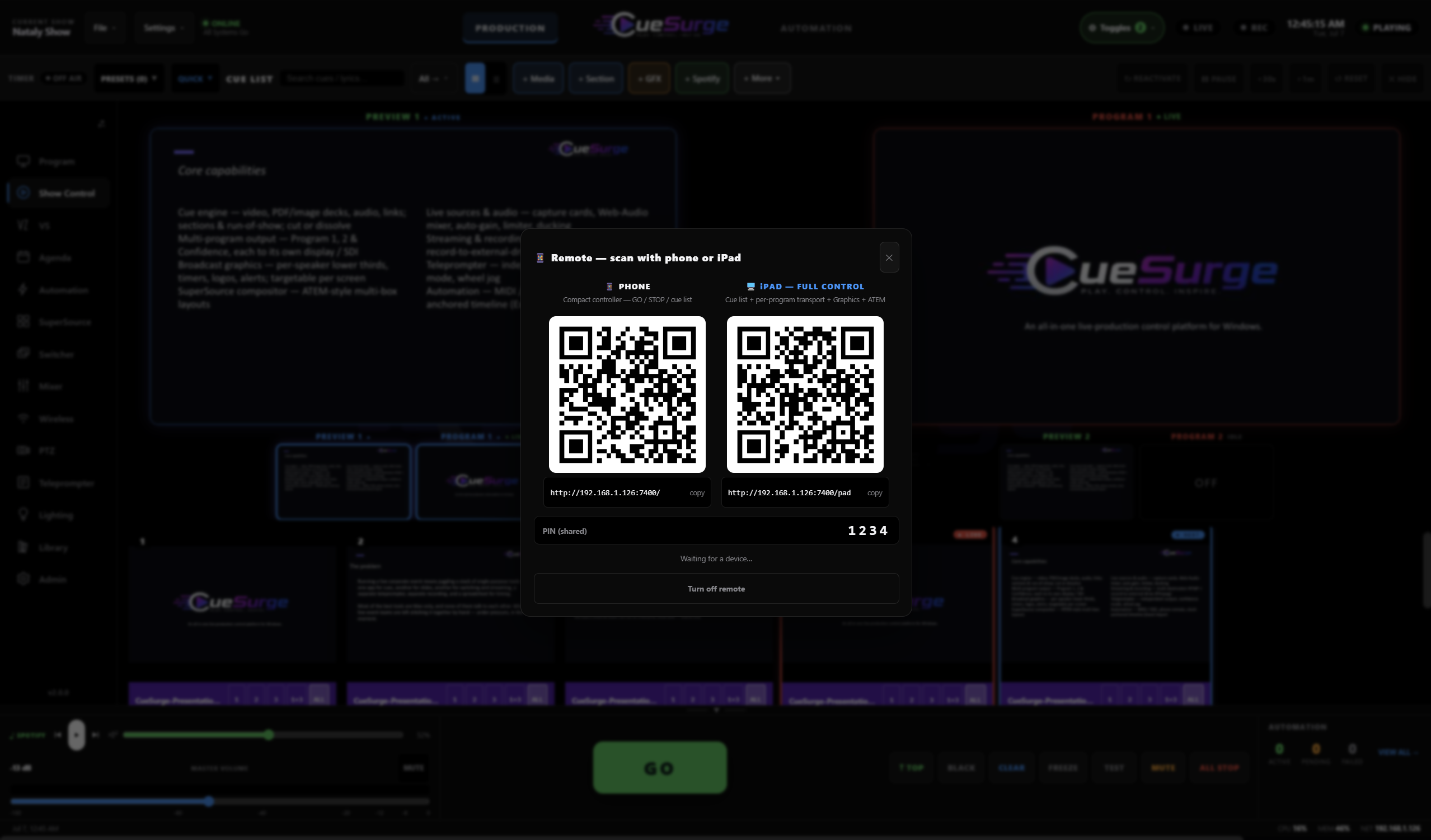 QR Remote — instant hand-off